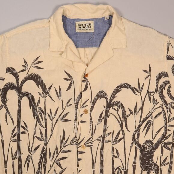 Scotch & Soda Jacquard Knit Camp Shirt Short Sleeve Pool Shirt Mens Medium - Picture 2 of 9